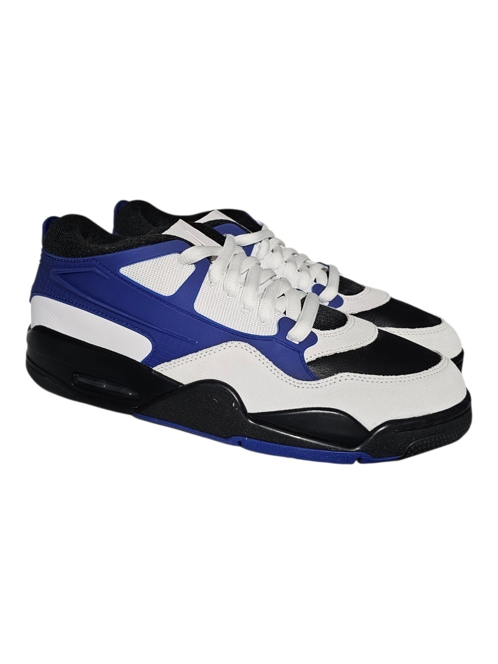 Nike Air Jordan 4 RM Low-Top Sneakers in White, Black & Blue